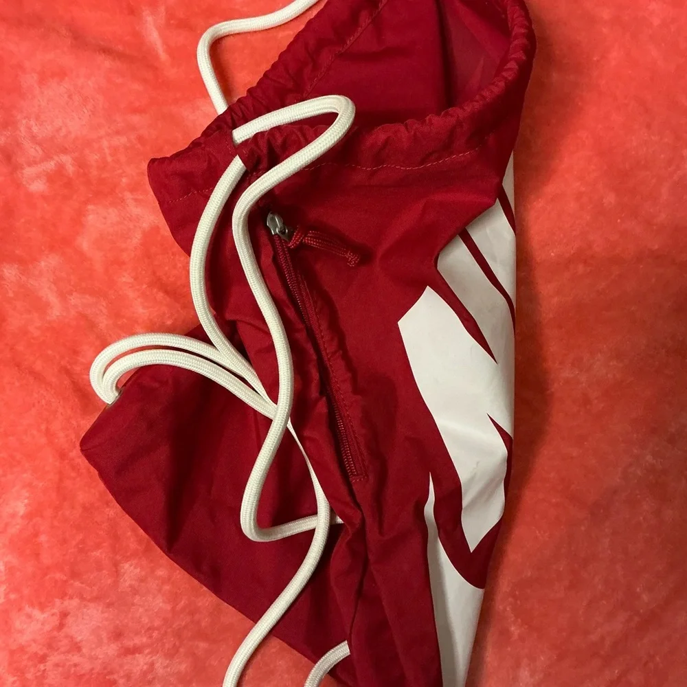 Nike Crimson and White Drawstring Backpack